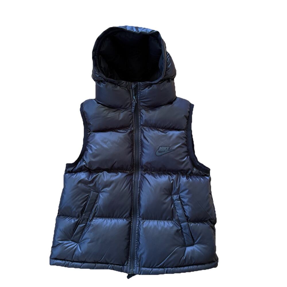 Nike FD2844-010 THERMA-FIT Repel Hooded Puffer Vest Black Big Kid's Medium Loose